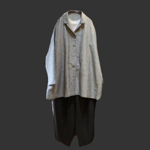 画像1: 白椿 オリジナル　『開衿シャツ』　完成品　リネン　グレー