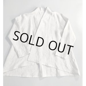 画像: 白椿オリジナル『着物衿ブラウス』リネン　ストライプ　完成品