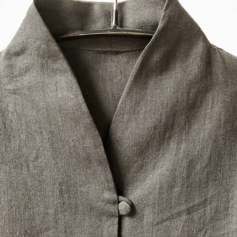 画像3: 白椿 オリジナル　『着物衿ブラウス』　リネン黒　完成品